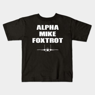 Alpha Mike Foxtrot Fighter Jet Kids T-Shirt